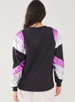 Casual Color-blocked Patchwork Pullover Sweatshirt