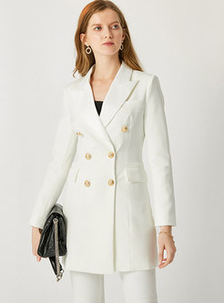 Notched Collar Double-breasted Slim Blazer