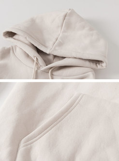 Hooded Pullover Letter Print Loose Sweatshirt