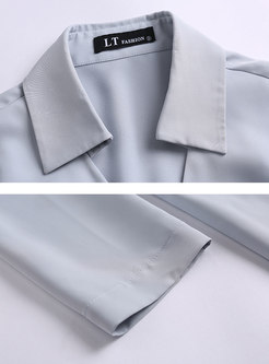 Turn-down Collar Long Sleeve Belted Shirt Dress