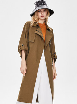 Casual Lapel Long Straight Trench Coat