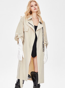 Casual Lapel Long Straight Trench Coat