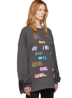 Casual Letter Print Pullover Loose Sweatshirt
