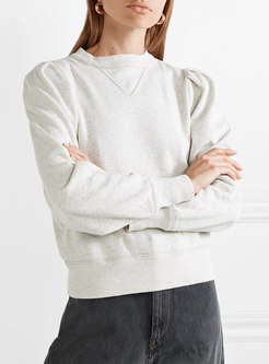 Casual Puff Sleeve Pullover Loose Sweatshirt