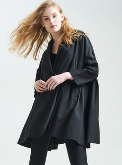 Black Lapel Plus Size Trench Coat