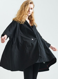Black Lapel Plus Size Trench Coat