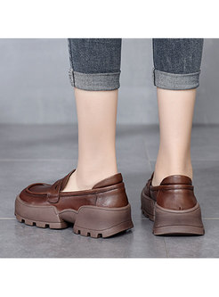 Retro Rounded Toe Platform Loafers