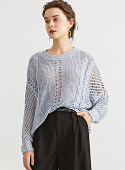 Long Sleeve Pullover Openwork Loose Sweater