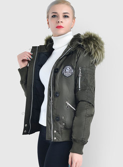 Hooded Fur Collar Cotton-padded Jacket