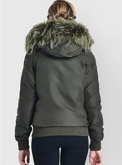 Hooded Fur Collar Cotton-padded Jacket