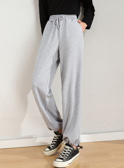 High Waisted Drawstring Track Joggers