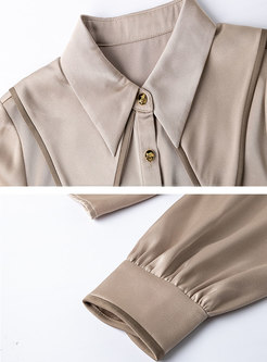 Loose Satin Silky Blouse With Buttons