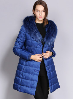 Puffer Coat with Faux Fur Hood