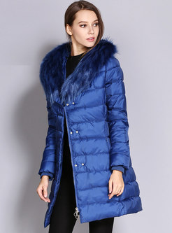 Puffer Coat with Faux Fur Hood