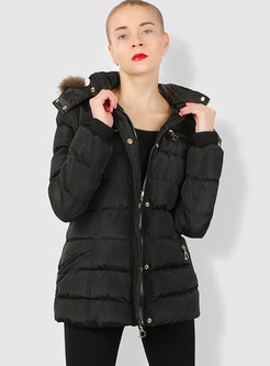 Black Puffer Jacket With Removable Hood
