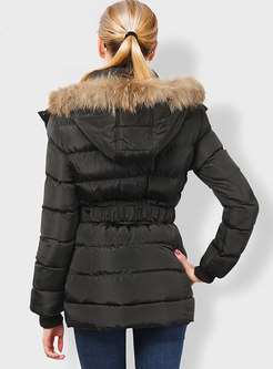 Black Puffer Jacket With Removable Hood
