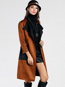 Long Sleeve Petite Trench Coat With Flap Pockets