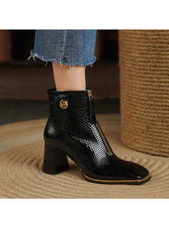 Square Toe Block Heel Ankle Martin Boots