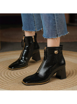 Square Toe Block Heel Ankle Martin Boots