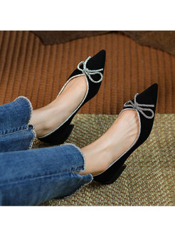 Pointed Closed Toe Bowknot Loafer Flats
