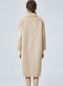 Long Sleeve Double-Cashmere Overcoat With Pockets