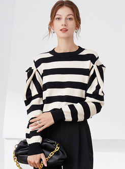 Crew Neck Striped Pullover Knitted Sweater
