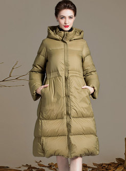 Plus Size Long Sleeve Puffer Coat With Hood