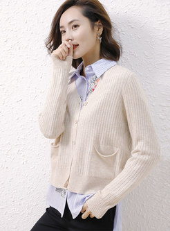 V-neck Long Sleeve Cardigan Sweater