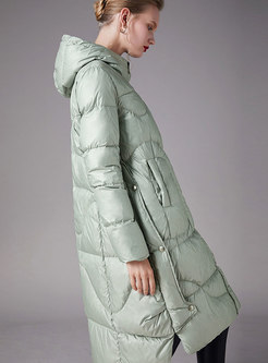 Plus Size Hooded Warm Mid-length Puffer Coat