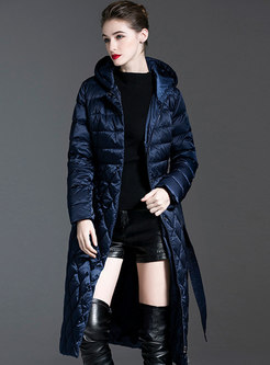 Hooded Quilted Long Down Coat Winter Puffer Coat