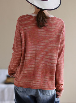 V-neck Long Sleeve Cardigan Woolen Sweater
