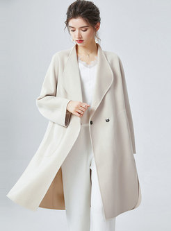 Double-cashmere Button-down Wrap Overcoat