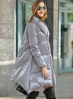Double-breasted A Line Plus Size Puffer Coat
