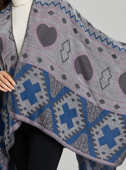 Casual Geometric Printed Faux Cashmere Scarf