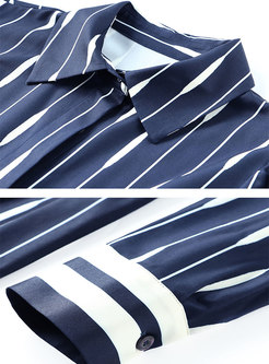 Striped Long Sleeve Shirt Midi Dress