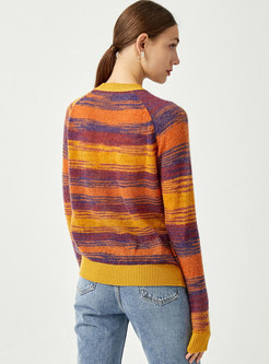 Crew Neck Striped Pullover Sweater