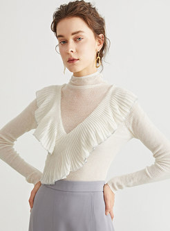 Turtleneck Long Sleeve Pullover Wool Sweater