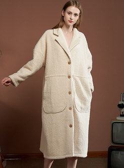 Plus Size Button-down Long Fleece Nightdress