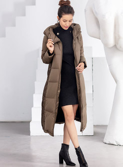 Hooded Straight Long Duck Down Puffer Coat