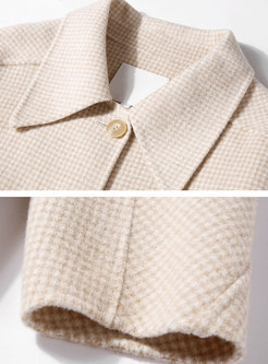 Houndstooth Double-cashmere Plus Size Overcoat