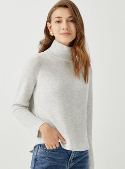 Turtleneck Long Sleeve Pullover Cashmere Sweater