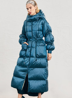 Hooded Drawstring Thicken Long Puffer Coat