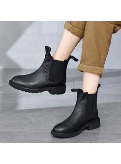 Retro Rounded Toe Ankle Chelsea Boots