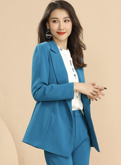 Long Sleeve Double-breasted Belted Work Blazer
