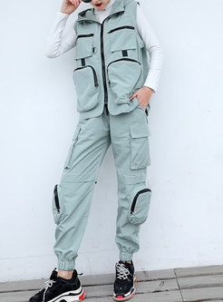 Hooded Functional Pocket Track Pant Suits