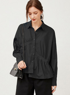 Ruched Plus Size Long Sleeve Casual Blouse