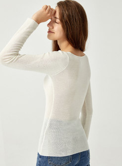Square Neck Pullover Ribbed Sweater Tee