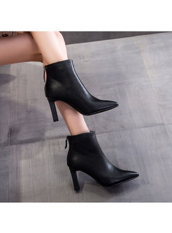 Pointed Toe Short Plush Winter Ankle Boots