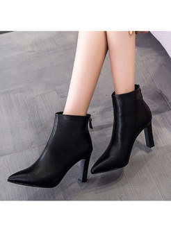 Pointed Toe Short Plush Winter Ankle Boots