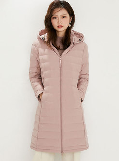 Removable Hooded Mid-length Lightweight Puffer Coat